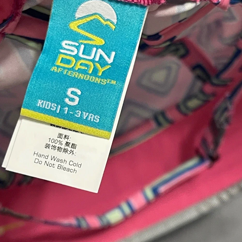 NEW Sun Day Afternoons Play Hat Kids Small Pink Geometric UPF 50+ Sun Protection